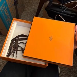 Authentic Hermes box Orange Box Tissue 7.8’’x7.8’" x 2” Belt Scarf Empty box